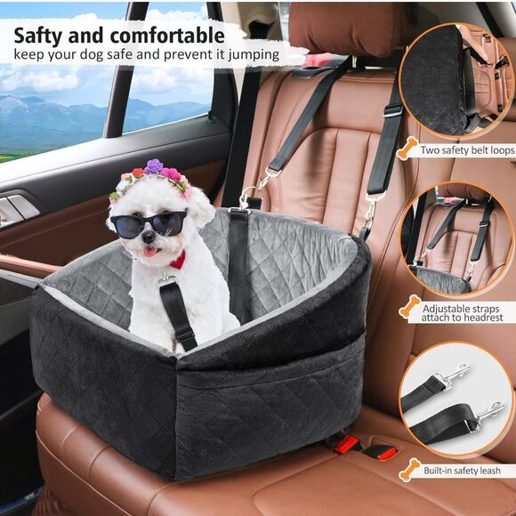 Neezukar Dog Car Seat for Small Pets, Detachable Washable Dog Booster Seat NEW - Picture 3 of 8